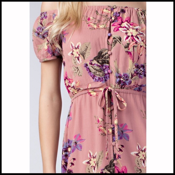 Off-Shoulder Floral Hi-Lo Dress - Picture 3 of 8